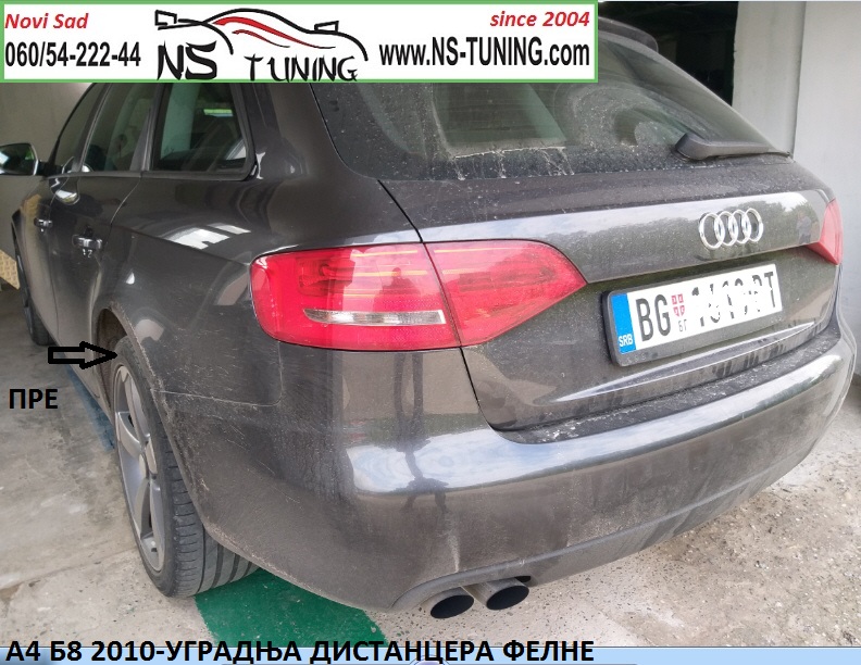 audi a4 b8 2010  distanceri 20mm felne 5x112 66.6 sraf 14x1.5 ugradnja novi sad tuning